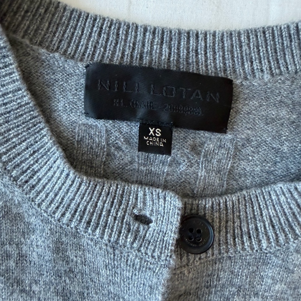 Nili Lotan XS March Cardigan Cashmere Grey Melange - Picture 11 of 14
